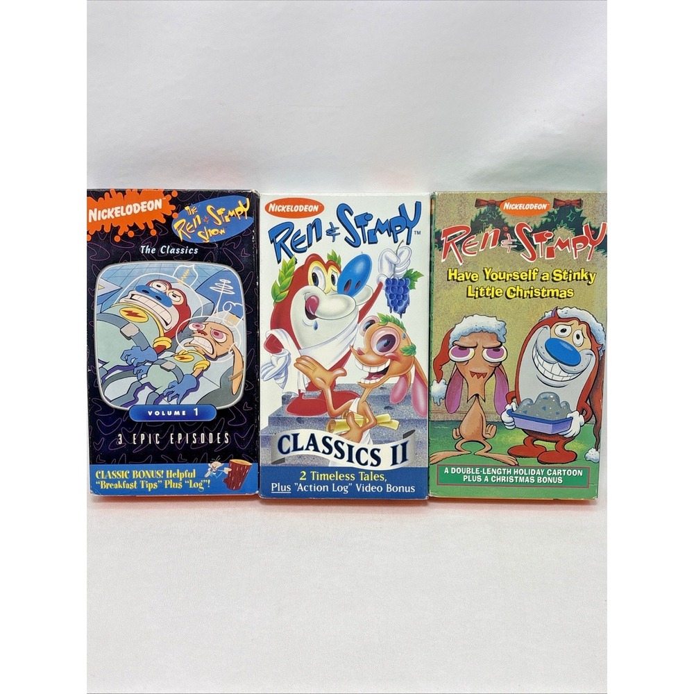 VTG The Ren & Stimpy Show VHS Cassette Tape Lot (3) 90s Nickelodeon Cartoon‎ 90s